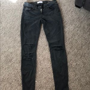 Skinny ripped light black jeans - mid rise